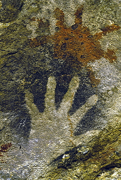 Cave paintings at Estancia La Maria, Argentina. They are between 4,500 and 13,000 years old.