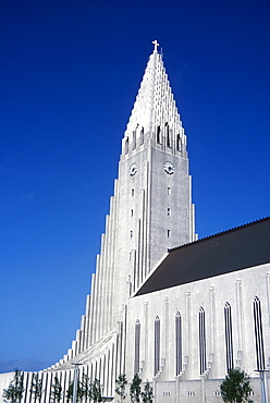 Hallgrimskirkja, a modernist church in Reykjavik, Iceland