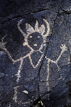 Prehistoric Indian petroglyphs on a volcanic ridge in the Galesteo Basin near Santa Fe, New Mexico