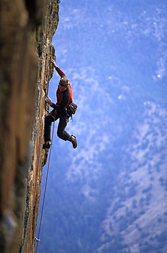 Tommy Caldwell rock climbing at The Monastery near Estes Park, Colorado. Tommy Caldwell is one of the worlds leading rock climbers.