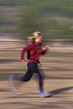 Meg Oster trail running in Hope Valley outside of south Lake Tahoe in California.