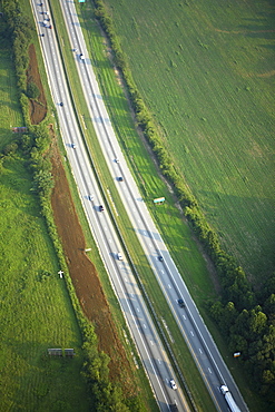 Aerial view of interstate highway near Hendersonville, NC.