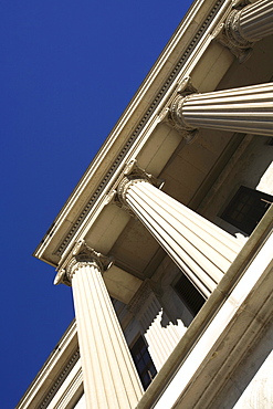 Classical architectural columns the state capitol building in downtown Nashville, TN