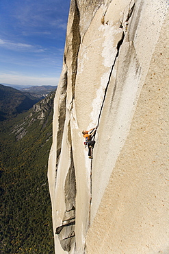 Female free climbing