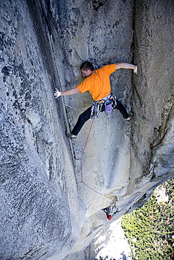 Two men free climb on El Capitan.