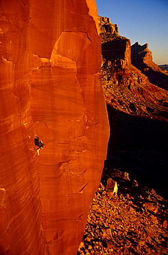 man rock climbing, San Rafael Swell, Utah