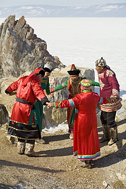 A local traditional Buryat wedding ceremony on Olkhon Island, Siberia, Russia.