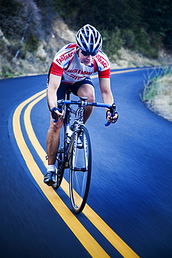Road cycling in the mountains.