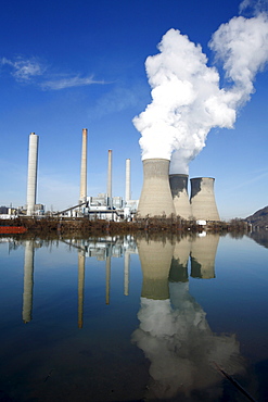 Water level view of a coal-fired power plant.