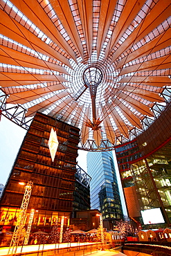 Roof of the Sony Center in Berlin's Postdamer Platz. Germany.