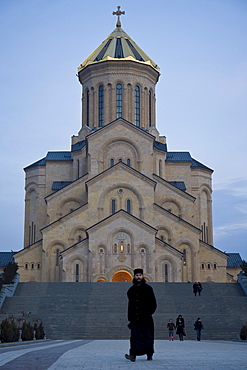 Tbilisi, Georgia - January, 2008: The newly built Tsminda Sameba which dominates the local skyline in Tbilisi is the largest Cathedral in the Caucacus.