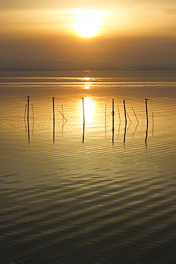 Sunset in Albufera lake near Valencia, Spain.