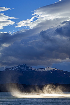 Wind swept walls of water on the surface of Lago Nordenskjöld in Chile's notoriously windy Torres del Paine.