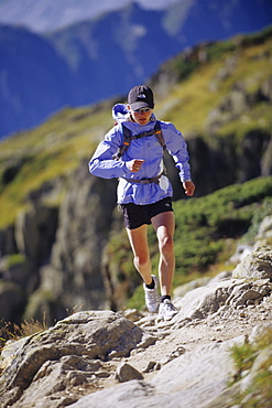 Elizabeth Hawker running at the Brevent, France, France