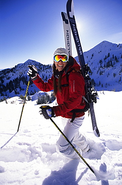 Katie Shackelford ski touring in Snowbird, Utah, United States of America