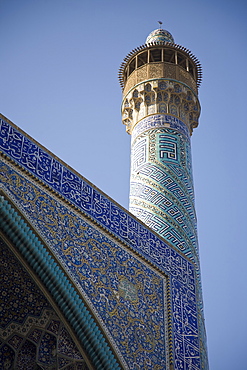 Minaret on Imam Mosque in Esfahan, Iran.