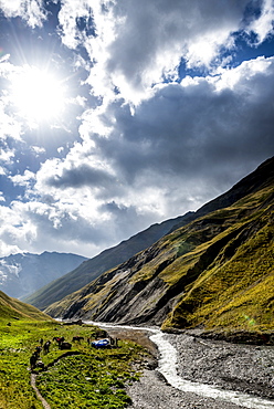 Stream Crossing in the National Park of Tusheti