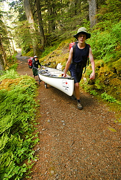 Boy Scouts canoeing on the Bowron Lakes circuit. Bowron Lakes Provincial Park. Quesnel, British Columbia