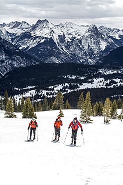 Group of skiers skiing on the Grand Turk in Silverton, Colorado