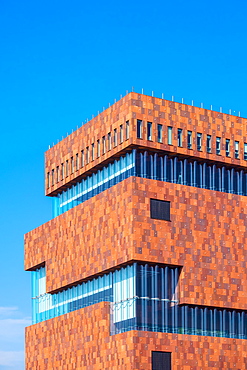 The View Of Museum Building Located In Scheldt River, Antwerp, Belgium