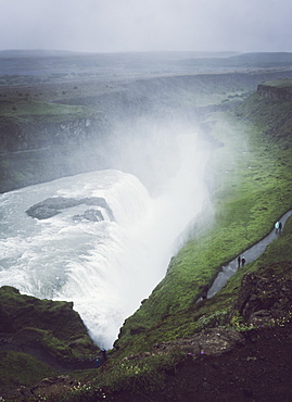 High Angle View Of The Falls And Canyon At Gullfoss, Iceland