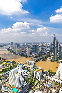 Aerial View Of Bangkok Skyline With The Chao Phraya River