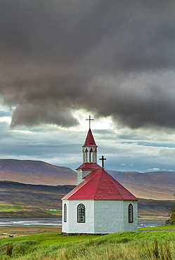 Silfrastadir octagonal farm church, Northern Iceland.