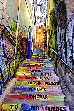 Colorful Stairs in Valparaiso, Chile