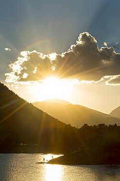 Scenic view of Marys Lake at sunset, Estes Park, Colorado, USA