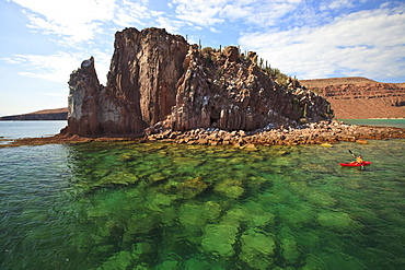 A Tourist In A Boat Off The Coast Of Espiritu Santo Island; La Paz Baja California Mexico