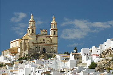 Olvera Church With White Houses In CâˆšÂ°diz Province, Andalucia, Spain