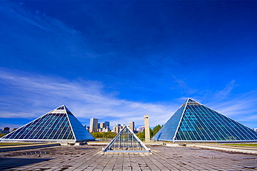 Edmonton Skyline With Pyramids In Front