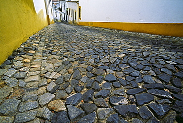 Cobblestone Street, Evora, Portugal