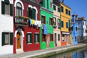 Brightly Painted Houses With Hanging Laundry, Burano, Italy