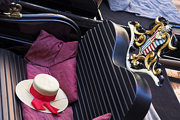 Closeup Of A Hat In A Gondola, Venice, Italy