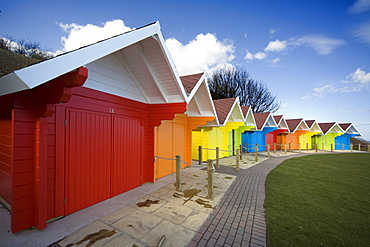 Colorful Beach Huts, Scarborough, North Yorkshire, England