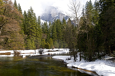 River In Winter Landscape, Yosemite National Park, California, United States Of America