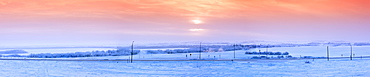 Winter Sunset On The Prairies, Alberta, Canada