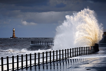 Waves Crashing, Sunderland, Tyne And Wear, England