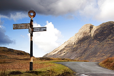 Road Sign, Lake District, Cumbria, England, Europe