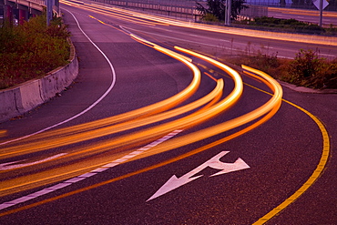 Blurred Headlights On Freeway