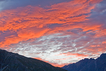 Sunset Over Mountain Range, Mount Cook Range, New Zealand