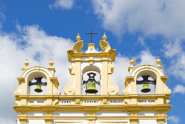 Church Bell Tower In Mountain Village Of Zahara De La Sierra, Zahara De La Sierra, Cadiz, Andalucia, Spain