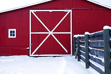 Red Barn With Snow