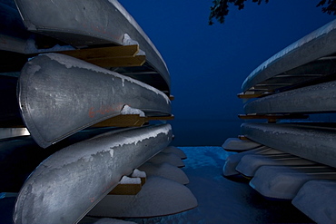 Snow Covered Canoes