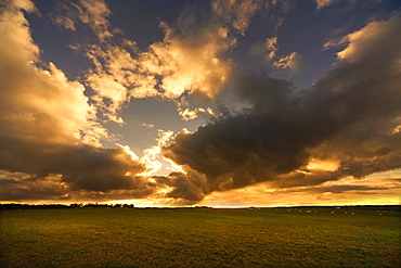 Sunset Through Clouds In North Yorkshire, England