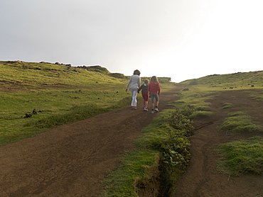 Mother And Daughters Walking Together, Maui, Hawaii, Usa