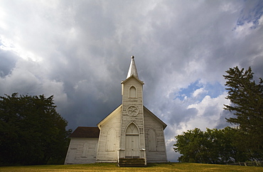 Weathered Church And Dark Skies