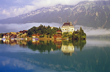 Scenic Mountain Lake And Town