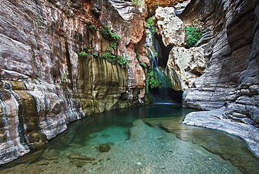 Waterfall And Pool, Elves Chasm, Grand Canyon National Park, Arizona, Usa